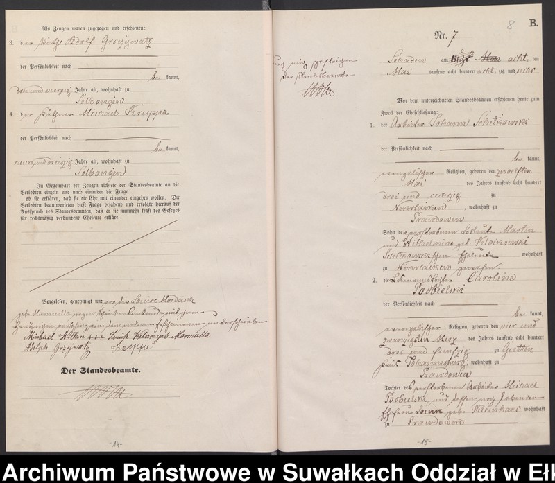 image.from.unit.number "Heiraths-Haupt-Register des Königlich Preussischen Standes-Amtes Schaden Kreis Sensburg"