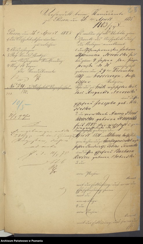 Obraz 7 z jednostki "Die von den Verlobten beigebrachten Urkunden zur Eheschliessung pro 1875"