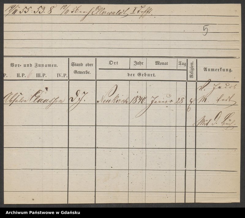 image.from.unit.number "Karty meldunkowe: Claassen - Classen"