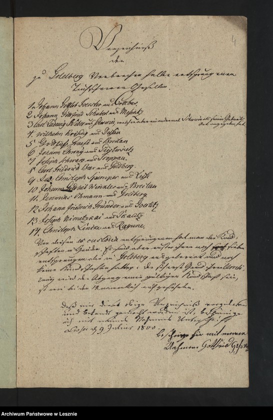 Obraz 6 z jednostki "[Requisition des Magistrats zu Goldberg betr. Nachlassenschaft des Schuhmachergesellen Hemme und betr. 21 entsprungenen Tuchmachergesellen]"
