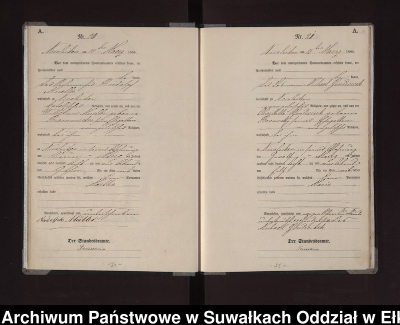 Obraz 16 z jednostki "Geburts-Haupt-Register des Königlichen Preussischen Standes-Amtes Stadt Nicolaiken Kreis Sensburg"