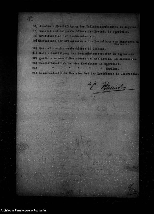 Obraz 19 z jednostki "/spisy akt przejętych przez Wydział Kasowy/"