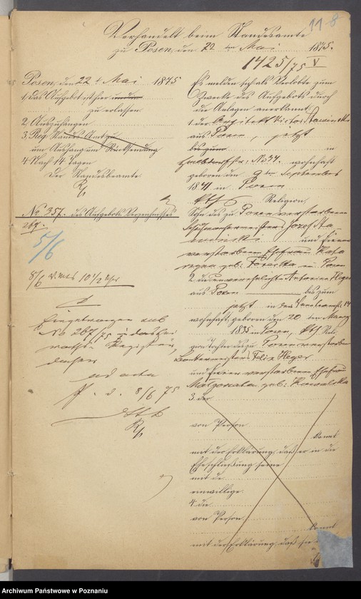 Obraz 13 z jednostki "Die von den Verlobten beigebrachten Urkunden zur Eheschliessung pro 1875"