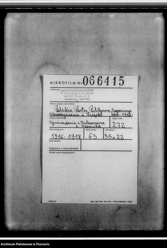 Obraz 2 z jednostki "Sprawozdania z Ostrzeszowa i Szamotuł"