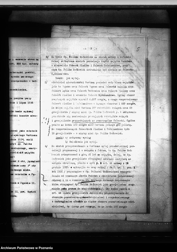 Obraz 9 z jednostki "Franciszka Maćkowiaka c/a Skarb Państwa odprawa z art. 44 Pępowo powiatu gostyńskiego"