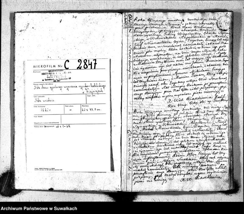 image.from.unit.number "Akta urodzonych gminy wieysieyskiey 1820 roku"