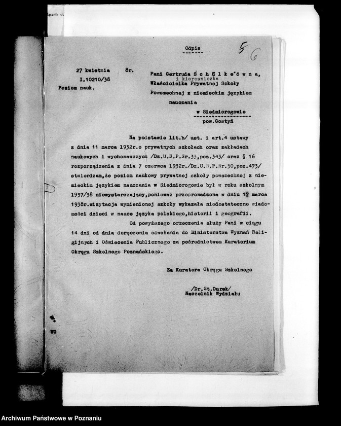 Obraz 9 z jednostki "Prywatna Szkoła Powszechna z niemieckim językiem nauczania Siedmiorogów powiat Gostyń"