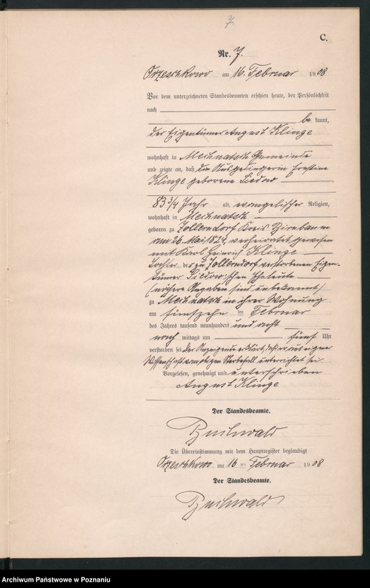 Obraz 10 z jednostki "Sterbe-Neben-Register"