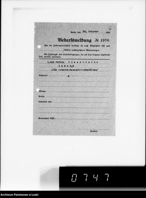 Obraz 10 z jednostki "Stornierte Bedarfsmeldungen [Korespondencja z różnymi firmami niemieckimi w sprawie dostawy różnych artykułów przemysłowych]"