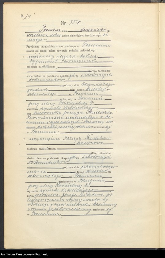 Obraz 16 z jednostki "Księga miejscowa małżeństw tom IV [Rejestr główny małżeństw]"