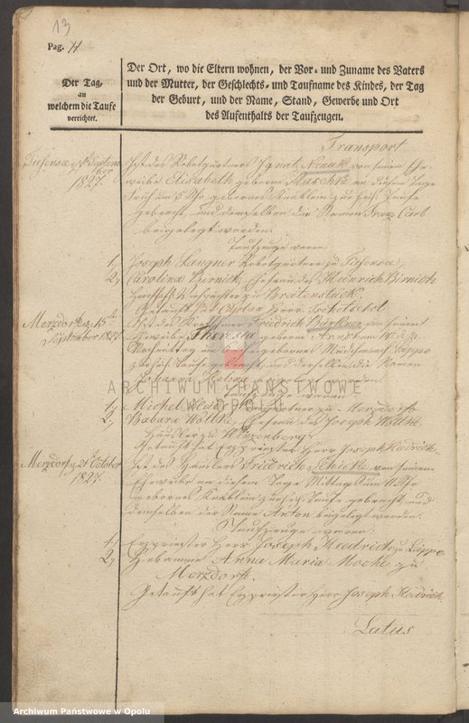 Obraz 17 z jednostki "Taufbuch Märzdorf 1827-51 [kościół filialny w Żelaznej parafii rzymskokatolickiej w Lipowej]"