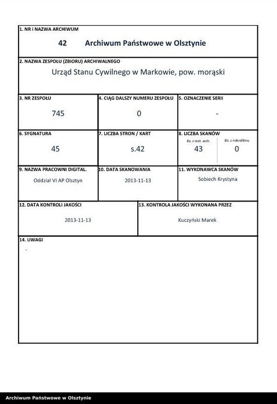 Obraz 1 z jednostki "Heiraths-Neben-Register Nr 1 - 20"