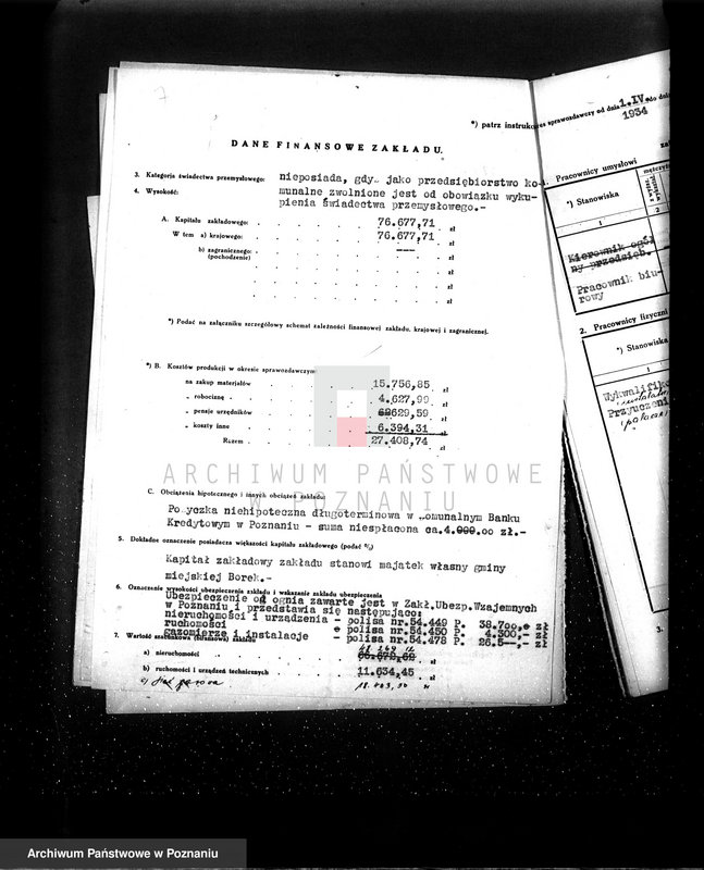 Obraz 13 z jednostki "Kwestionariusz Gazownia Miejska w Borku pow. Gostyń"