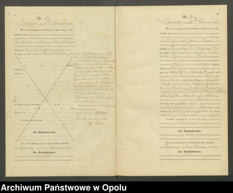 Obraz 4 z jednostki "Sterbe-Neben-Register Standesamts Koppitz pro 1894"