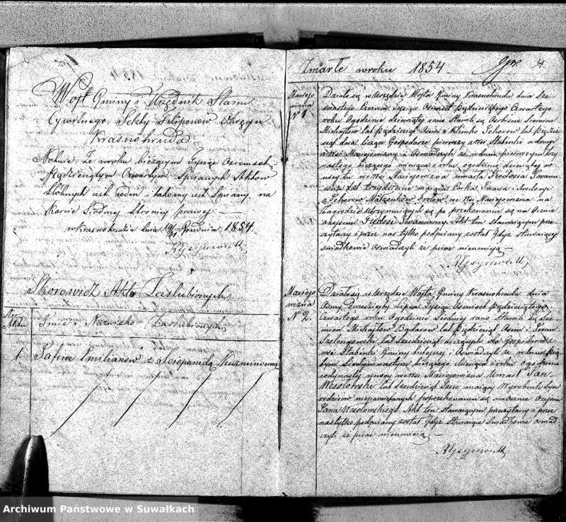 image.from.unit.number "Duplikat Urodzonych Zaślubionych i zmarłych Sekty Filiponów z Gminy Krasnohruda na rok 1854"
