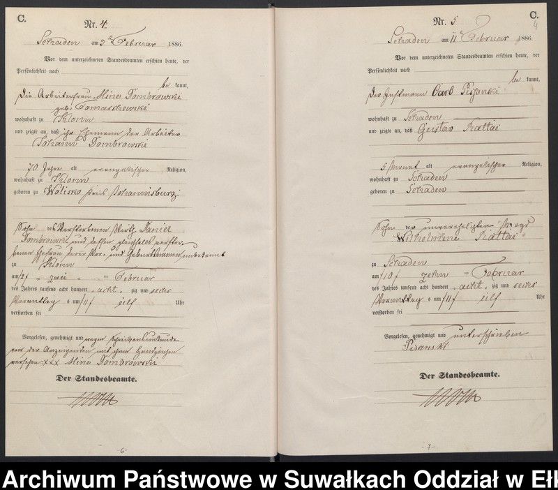 image.from.unit.number "Sterbe-Haupt-Register des Königlich Preussischen Standes-Amtes Schaden Kreis Sensburg"