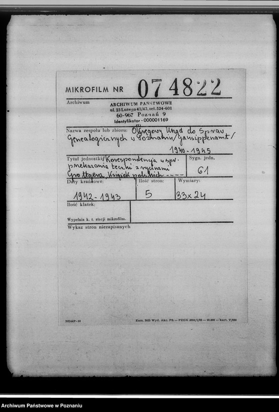 Obraz 2 z jednostki "[Korespondencja w sprawie przekazania teczki z rycinami Grottgera, książek polskich oraz szczątków fragmentarycznych akt polsko-katolickich gmin kościelnych z dekanatów: Środa, Chodzież, Międzychód oraz Kościan]"