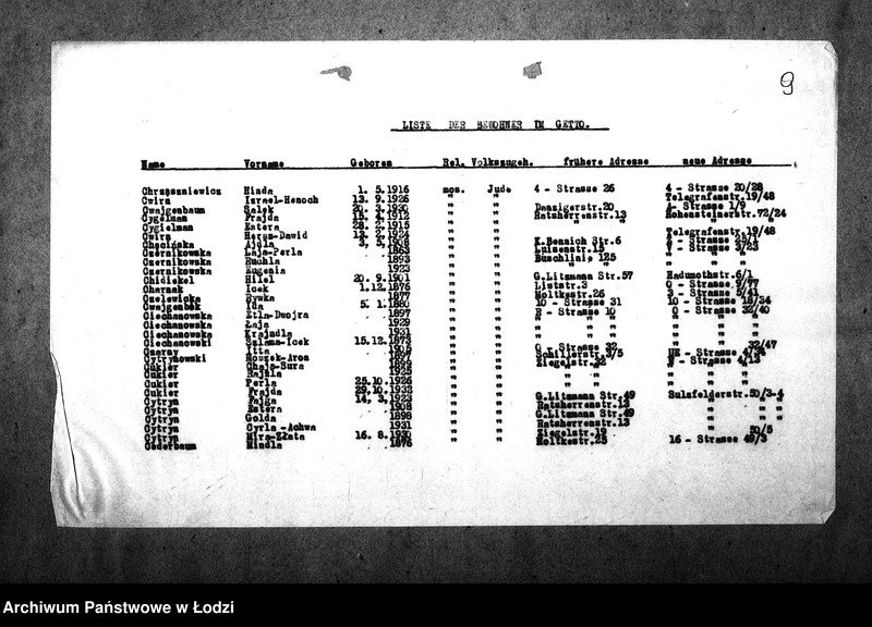 Obraz 13 z jednostki "[Alfabetyczny spis mieszkańców getta. Litera C]"