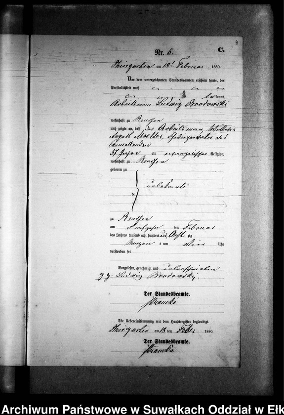 image.from.unit.number "Sterbe-Neben-Register des Preussischen Standes-Amtes Prinowen Kreis Angerburg"