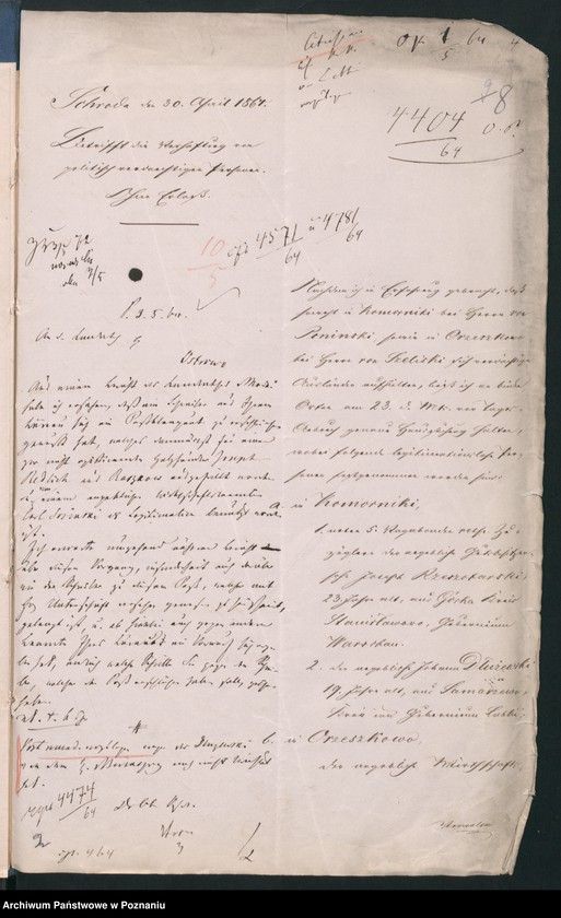 image.from.unit.number "Der Uebertritt polnischer und diesseitiger Untertanen auf preussisches und jenseitiges Gebiet während der polnischen Insurrektion und die dagegen getroffenen Massnahmen."
