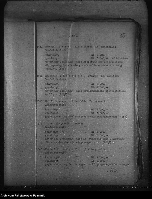 Obraz 16 z jednostki "Protokolle über Sitzungen des Ausschusses für reichsverbürgte Kredite, sowie Anträge auf Reichswirtschaftshilfe"