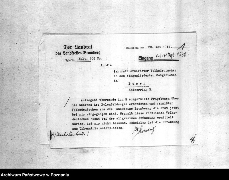 Obraz 5 z jednostki "Zgłoszenia zmarłych i zaginionych miejscowych Niemców w 1939 roku - powiat bydgoski"