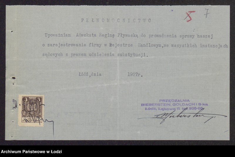 Obraz 9 z jednostki "Maks Bieberstein, Moszek Pinkus Goldach, Samuel Chołodenko, Aria Chołodenko- przędzalnia i sprzedaż przędzy"