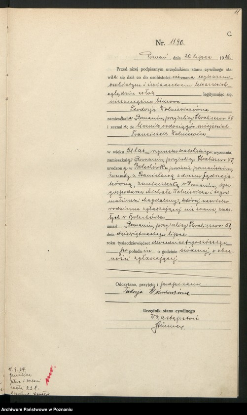 Obraz 13 z jednostki "Księga miejscowa zgonów tom III [Rejestr główny zgonów]"