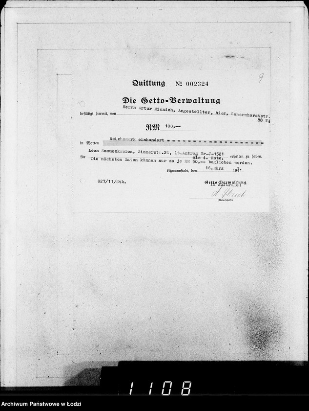 Obraz 13 z jednostki "J.1521-1540 [Wnioski Żydów z Getta o zwrot należności za towar wzięty na kredyt]"