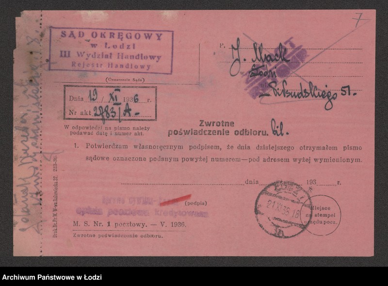 Obraz 9 z jednostki "Jan Rajmund Mack – handel agenturowy wełną i bawełną"