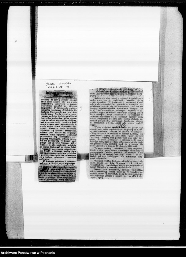 Obraz 15 z jednostki "Emigracja do Ameryki [wycinki prasowe]"