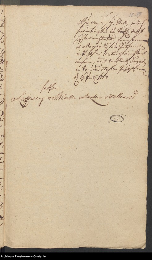 image.from.unit.number "In S. [Sachen] George Wilhelm von Schierstaedt auff Schildeck [Szyldak] wegen des Güttchens Gugenfeldt [Smolonek]"