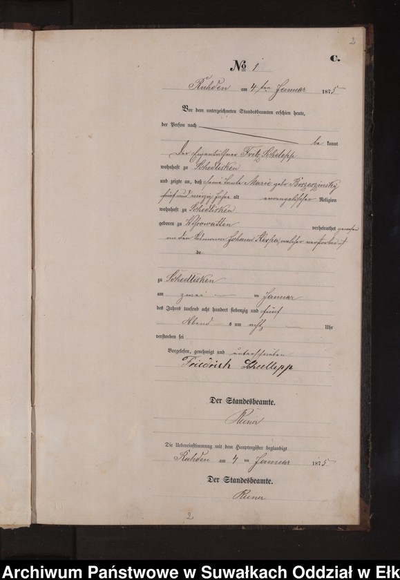 image.from.unit.number "Sterbe-Neben-Register des Preussischen Standes-Amtes Stasschwinnen Kreis Loetzen"