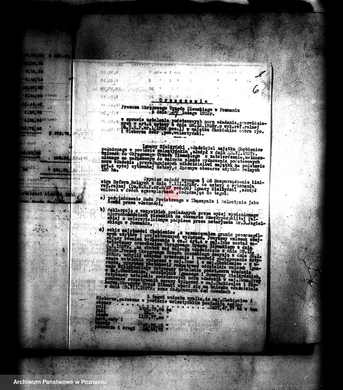 image.from.unit.number "Majątek Chobienice powiatu wolsztyńskiego wyłączenie z art. 4 i 5 ustawy o reformie rolnej Ignacy Mielżyński"