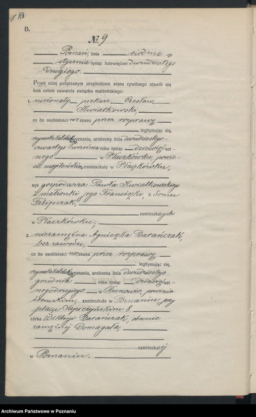 Obraz 20 z jednostki "Księga miejscowa małżeństw tom I [Rejestr główny małżeństw]"