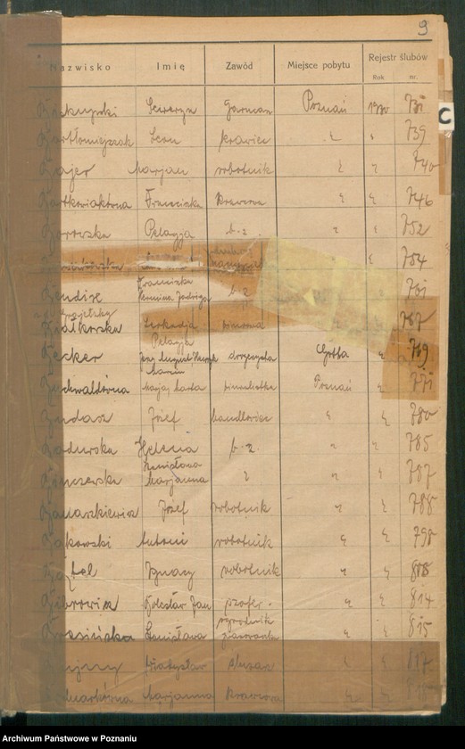 Obraz 11 z jednostki "Spis alfabetyczny małżeństw za 1930"