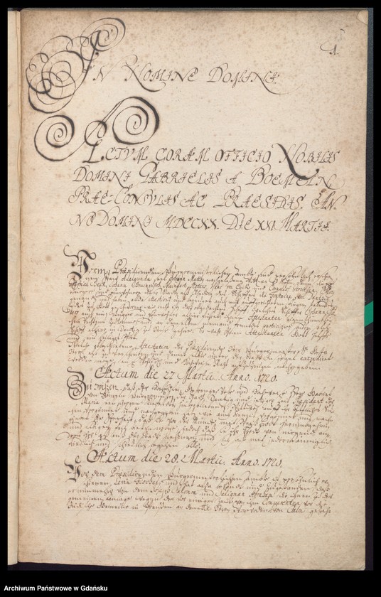 image.from.unit.number "Actum coram officio […] Gabrielis a Boemeln Praeconsulis ac Praesidis [27.III.1720-14.III.1721] Gabrielis a Boemeln ac Fisci Administratoris [18.III.1720-10.III.1721] /indeks/"