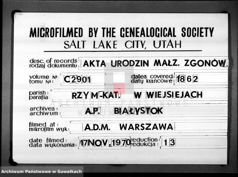 Obraz 1 z jednostki "D. Par. Wiejseye z roku 1862"