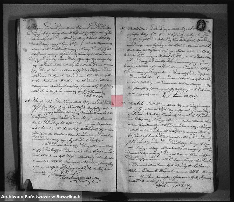image.from.unit.number "Duplikat akt urodzonych, zaślubionych i umarłych w parafij seyneńskiey roku 1835"