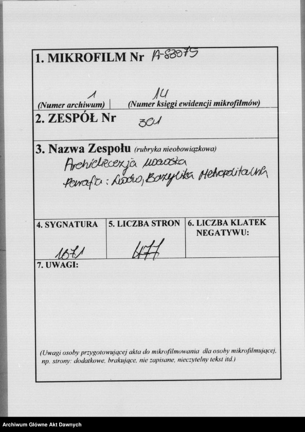 image.from.unit.number "Parafia: Lwów, Bazylika Metropolitalna. Dekanat: Lwów. Księga metrykalna urodzeń, ślubów i zgonów dla parafii miejskiej."