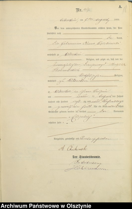 image.from.unit.number "Geburts-Haupt-Register Tom II,Nr 401 - 727"