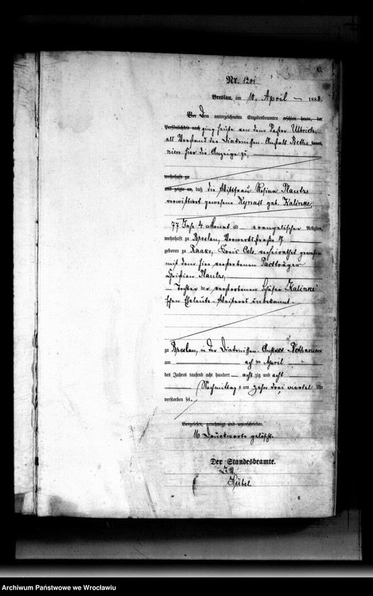 image.from.unit.number "Sterbe-Haupt-Register Breslau II 1888 Band 4"