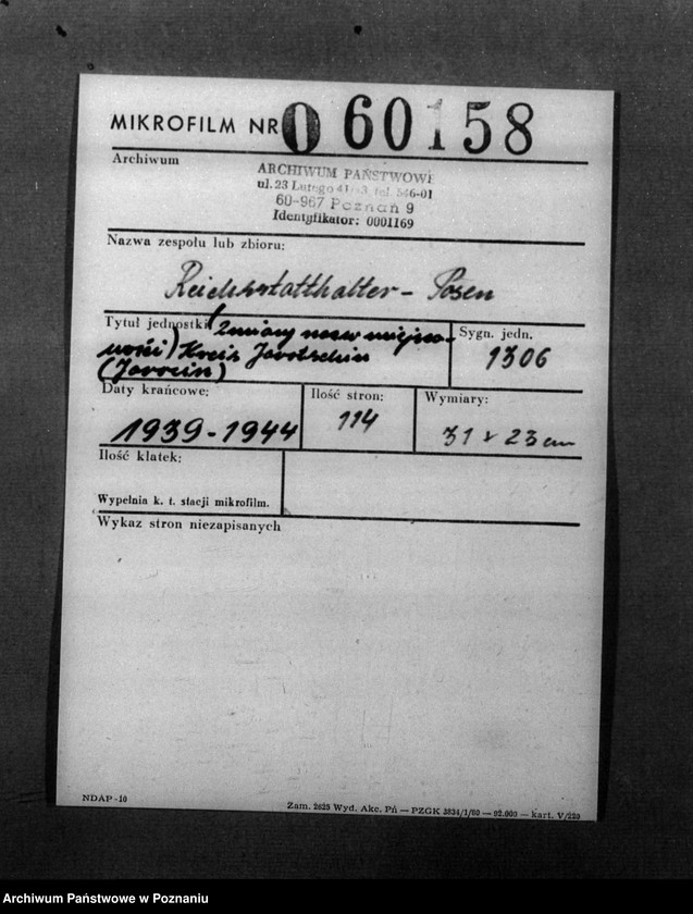 Obraz 2 z jednostki "Zmiany nazw miejscowości - Kreis Jarotschin, Jarocin"