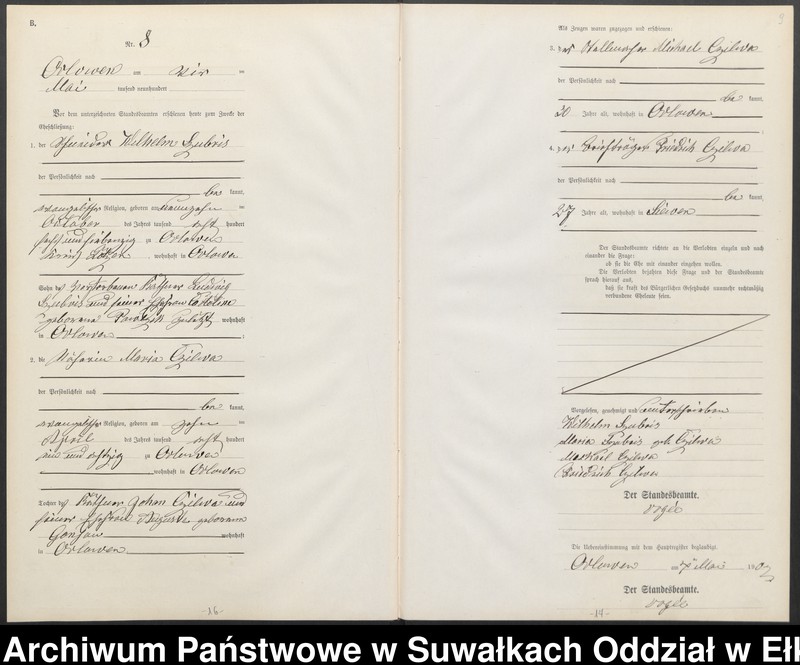 image.from.unit.number "Heiraths-Neben-Register des Preussischen Standes-Amtes Orlowen Kreis Lötzen"