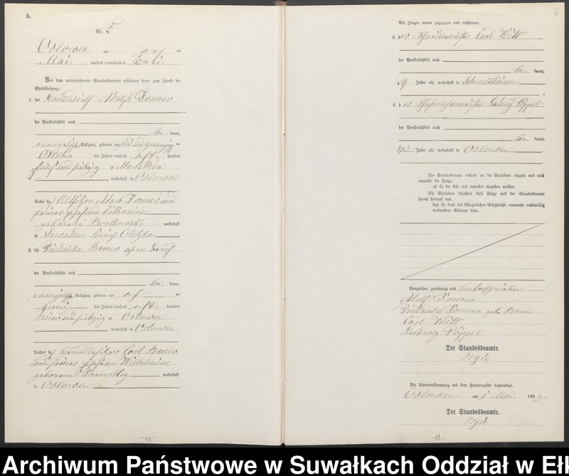 image.from.unit.number "Heiraths-Neben-Register des Preussischen Standes-Amtes Orlowen Kreis Lötzen"