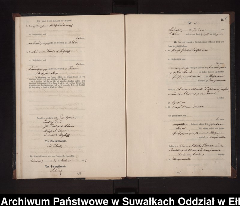 image.from.unit.number "Heiraths-Neben-Register des Preussischen Standes-Amtes Milken Kreis Loetzen"