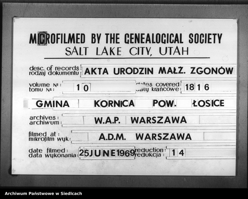 Obraz 1 z jednostki "Akta urodzin, małżeństw, zgonów"