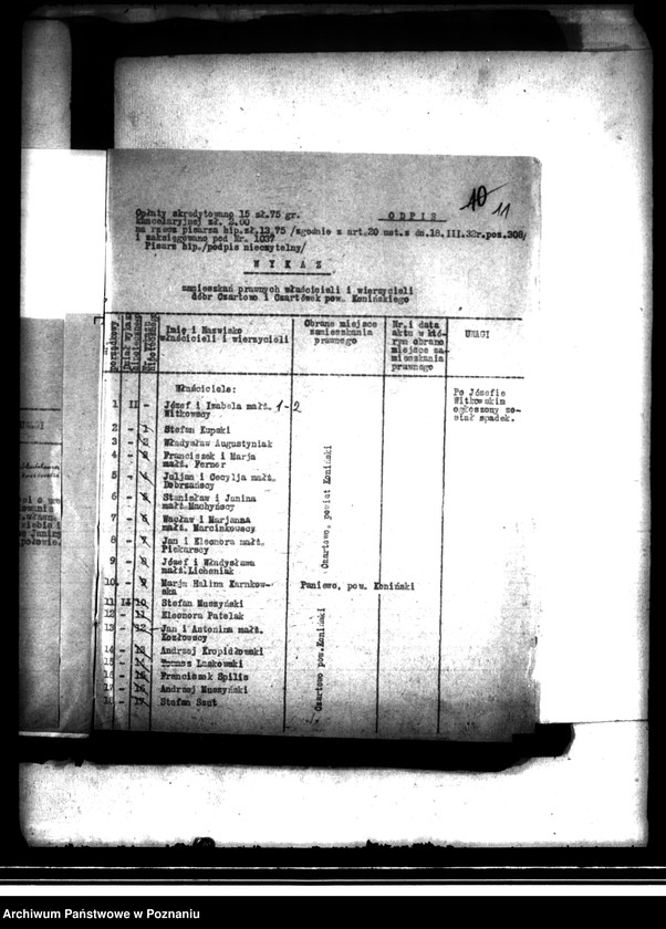 image.from.unit.number "Urząd Wojewódzki w Łodzi o przyznanie własności gruntów rozparcelowanych z majątku Czartowo-Czartówek powiatu konińskiego stanowiących własność Józefa i Izabeli Witkowskich"