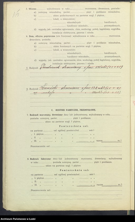 Obraz 17 z jednostki "Księga inwentarzowa nieruchomości m. Łodzi ul. Leśna"