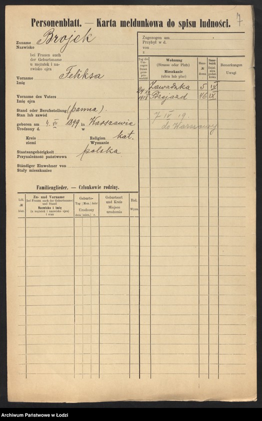 Obraz 9 z jednostki "[Spis ludności Łodzi] Broiński - Brot"